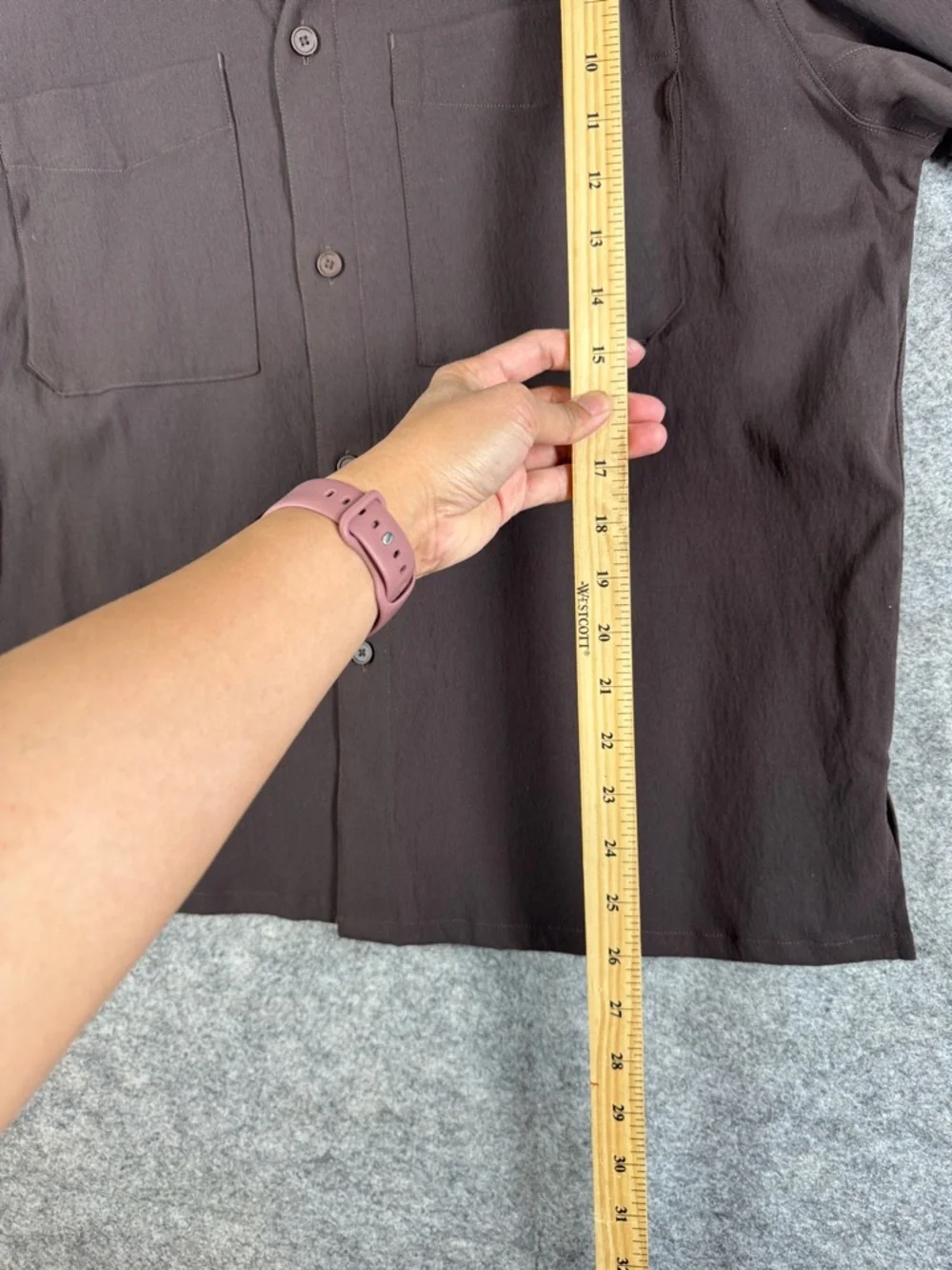 Lululemon Athletica Commission Brown Long Sleeve Button Shirt Size M Stretch - Picture 11 of 13